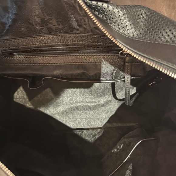 Michael Kors Libby Large Perforated Leather Travel Tote Bag (Black) - Picture 12 of 14